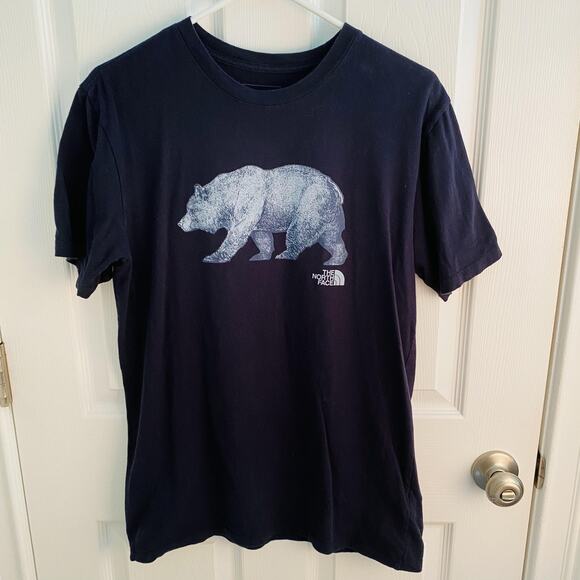 The North Face Shirt Mens Small Navy Blue Bear Graphic Short Sleeve Tee preppy - Picture 1 of 6